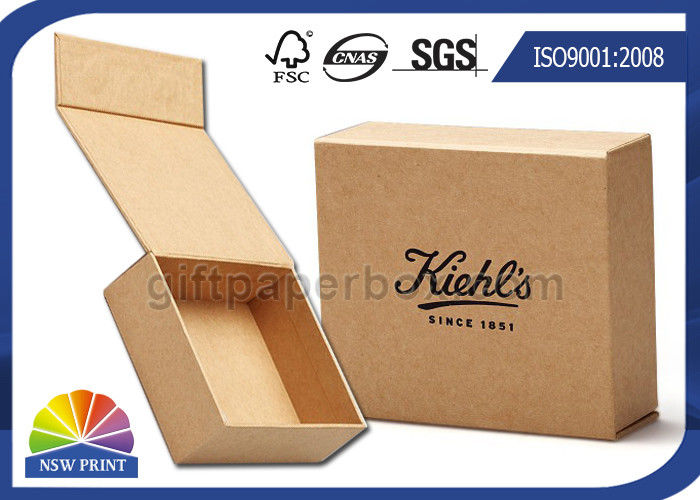 Logo Printed Brown Kraft Paper Gift Box Magnetic Closure Hinged