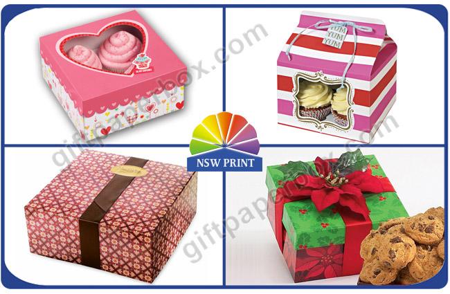 Custom Printing Folding Cup Cake / Dessert Paper Box With Display Window