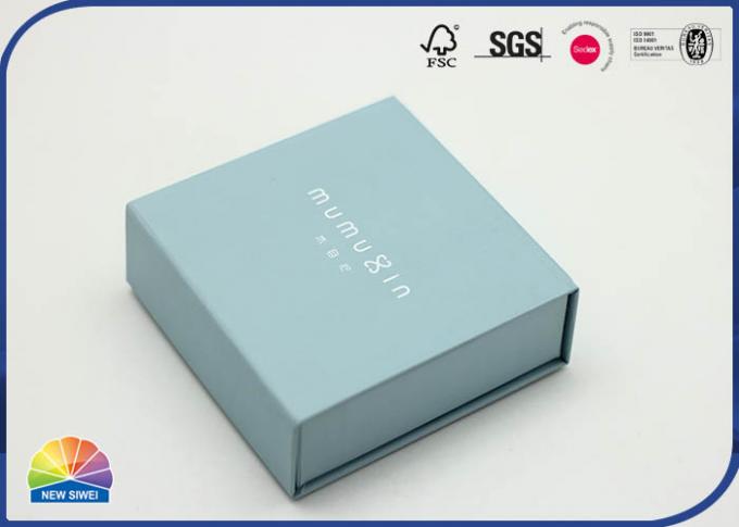 small Blue Customized Paper Hinged Lid Gift Box Designed Matte Lamination