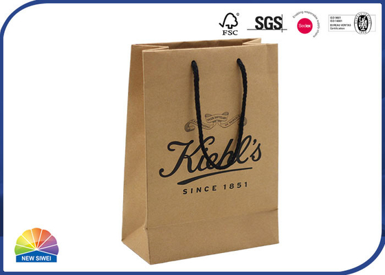 Customized Logo Kraft Paper Bags With Cotton Handles 180gsm