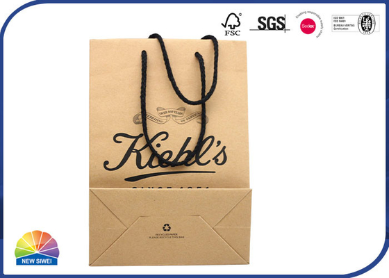 Customized Logo Kraft Paper Bags With Cotton Handles 180gsm