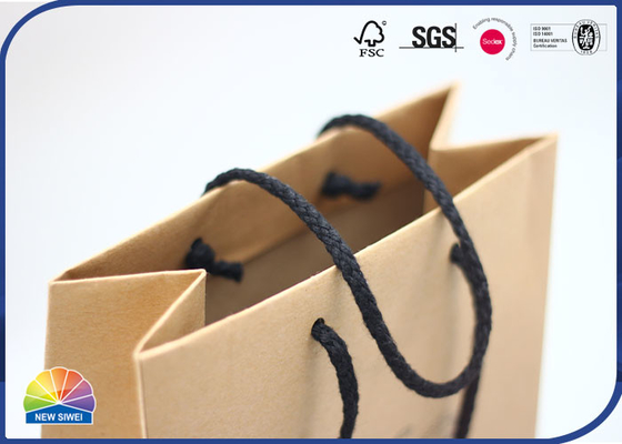 Customized Logo Kraft Paper Bags With Cotton Handles 180gsm