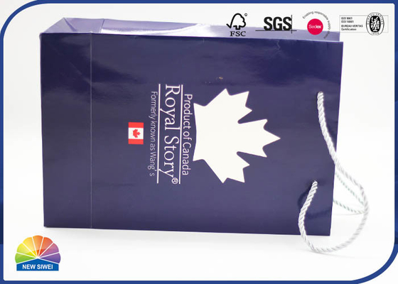 Customized 4C Printed Paper Shopping Bags Eco Friendly Matte Lamination With Ribbon Handle