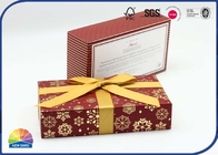 4C Print Christmas Ribbon Decorated Paper Gift Box Gold Stamping Custom