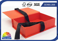 Book Shape Hinged Lid Rigid Paper Box Ribbon Closure for Luxury Gift Packaging