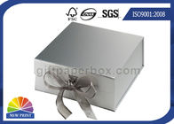 Rigid Cardboard Hinged Lid Gift Box , Logo Printed Jewelry Gift Box With Ribbon Closure