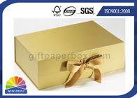 Rigid Cardboard Hinged Lid Gift Box , Logo Printed Jewelry Gift Box With Ribbon Closure
