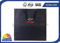 Gold Foil Logo Custom Printed Paper Bags Matte Black Paper Shopping Bag