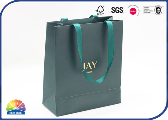 Ribbon Handle 210gsm Copper Paper Shopping Bags Customized Logo Print