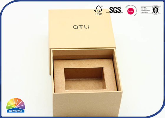 Kraft Brown 1C Printing Paper Gift Box Duarable Black Logo With EVA Paper Tray