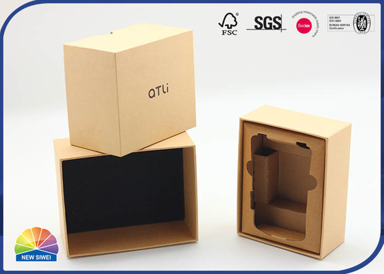 Eco Friendly Paper Gift Box Kraft Brown 1C Printing With EPE Foam Tray