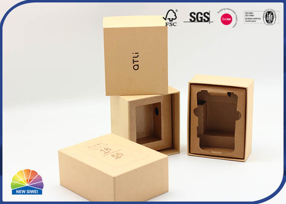 Eco Friendly Paper Gift Box Kraft Brown 1C Printing With EPE Foam Tray