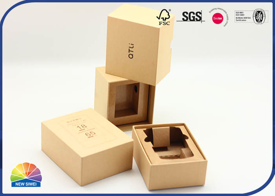 Eco Friendly Paper Gift Box Kraft Brown 1C Printing With EPE Foam Tray