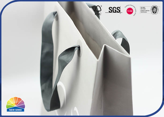 Recycled Grey Big Size Paper Shopping Bags Matte Lamination With Silk Handle