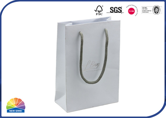 White Paper Gift Bag Custom Logo Birthday Gift Packaging Small Size with Tight Handles