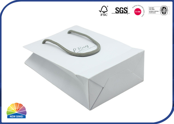 White Paper Gift Bag Custom Logo Birthday Gift Packaging Small Size with Tight Handles