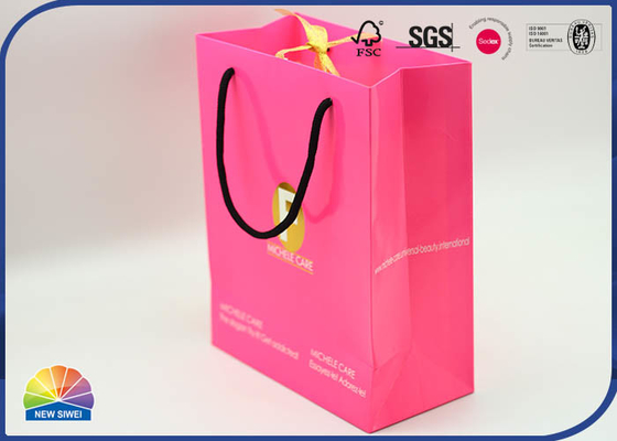 350g Coated Paper Shopping Paper Gift Bags Customized Logo With Nylon Handle