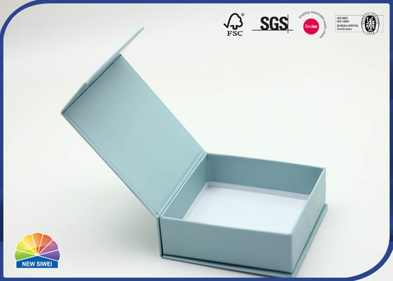 small Blue Customized Paper Hinged Lid Gift Box Designed Matte Lamination