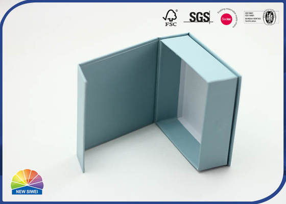 small Blue Customized Paper Hinged Lid Gift Box Designed Matte Lamination