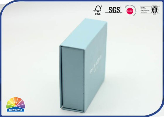 small Blue Customized Paper Hinged Lid Gift Box Designed Matte Lamination