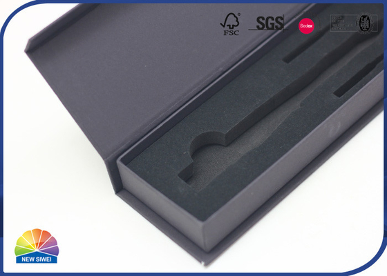 Black Color Hinged Lid Gift Box For Men Pack Outdoor Gears With Black EVA Foam