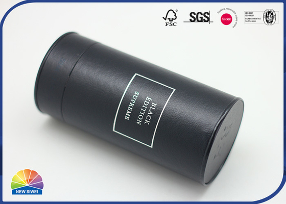 Hot Silver Stamping Composite Paper Tube With Leather Surface Stainless Steel End 50ml