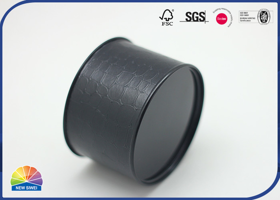 Black Imitation Crocodile Leather Surface Composite Paper Tube With Stainless Steel Cap