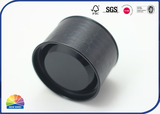 Black Imitation Crocodile Leather Surface Composite Paper Tube With Stainless Steel Cap