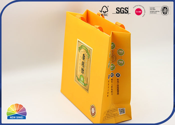 Eco Friendly 250gsm Coated Paper Gift Shopping Bags Orange Color Matt Lamination