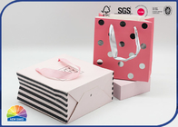 Pink Printing Present Package Paper Shopping Bags With Ribbon Handles
