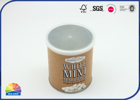 Rolled Edge Packaging Composite Paper Tube Metal Tin Cylinder With Insert Plastic Lid