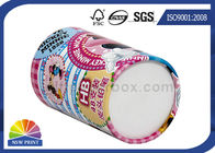 CMYK Printing Rolled Edge Hemming Paper Cylinder Containers For Pen Brush