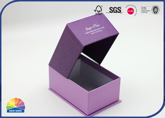 Purple CMYK Paper Packaging Gift Box Matte Lamination Hot Stamping Custom