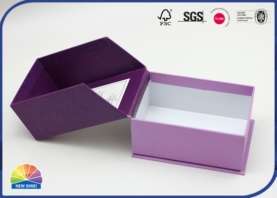 Purple CMYK Paper Packaging Gift Box Matte Lamination Hot Stamping Custom