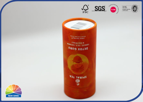 Orange Special Paper Packaging Tube With Embossing God Hot Stamping Printing