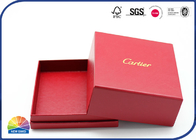 Red Texture Paper Rigid Box Present Package Gold Foil Logo Stamping