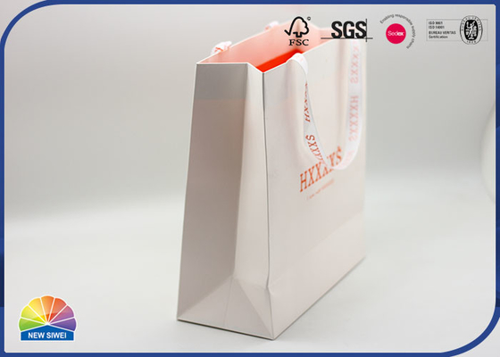 White Color Pantone Color Paper Gift Bag With Custom Silk Handle