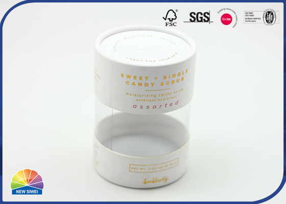 Cylinder Printed Paper Lid Visible Plastic Tube Wedding Candies Package