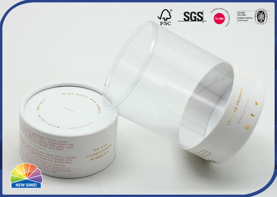 Cylinder Printed Paper Lid Visible Plastic Tube Wedding Candies Package