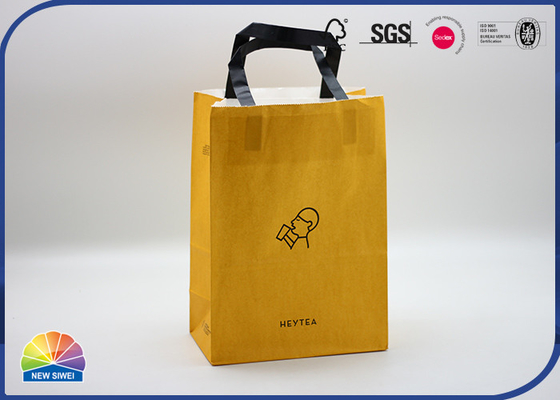 Durable White Kraft Paper Shopping Bags with Cotton Handle Bespoke Carrier Bags