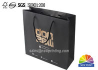 Custom Hot Stamping Logo Luxury Black Cardboard Paper Packaging Bag For Clothes