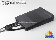 New Design Luxury Spot UV-coating Logo Black Cardboard Paper Bag With Ribbon Handle