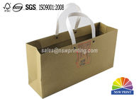 Kraft Custom Paper Shopping Bags , Plastic Handle Eyelet Brown Craft Tea Gift Bags