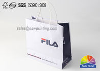 4 Color Printing Custom White Kraft Paper Bags For Garments , Paper Shopping Bags