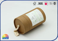 Ribbon Handles Kraft Cardboard Cylinder Tubes With Print Paster