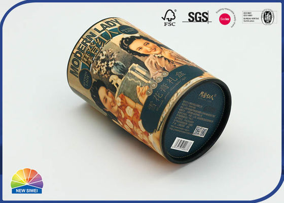 Eco Friendly 157gsm Chrome Paper Tube Box Gift Packed Round Box