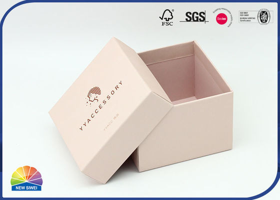 Matte Print Cubic Pink Paper Box Necklace Gift Package With Lid