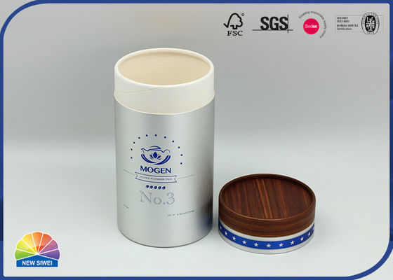 4c Uv Print 182gsm Silver Cardboard Tube Packaging For Coffee Tea