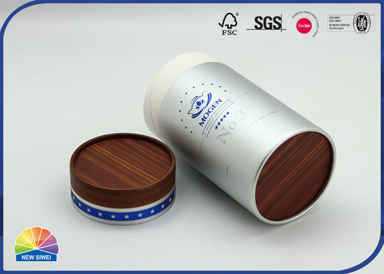 4c Uv Print 182gsm Silver Cardboard Tube Packaging For Coffee Tea