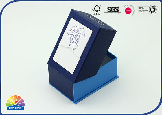 Custom Printed Blue Foil Hot Stamping Hinged Lid Cardboard Box